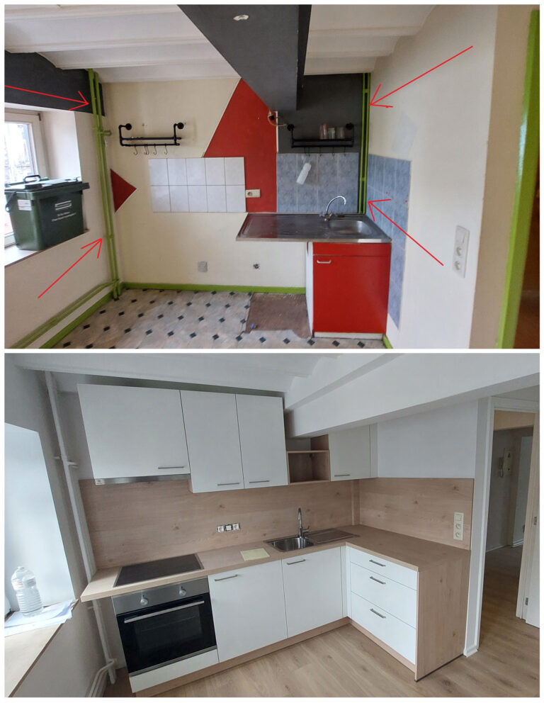 Habitat Invesdre - Sommeleville - Cuisine avant-après